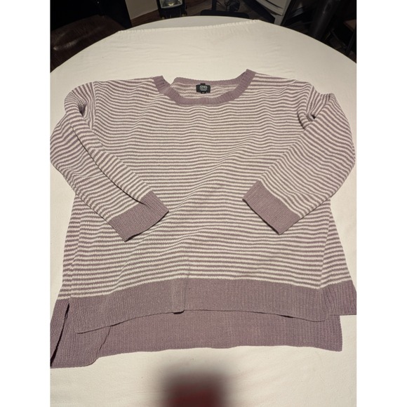 Jones New York Signature Sweaters - Jones New York Signature Mauve Striped Chenille Sweater Womens XL Crew Neck